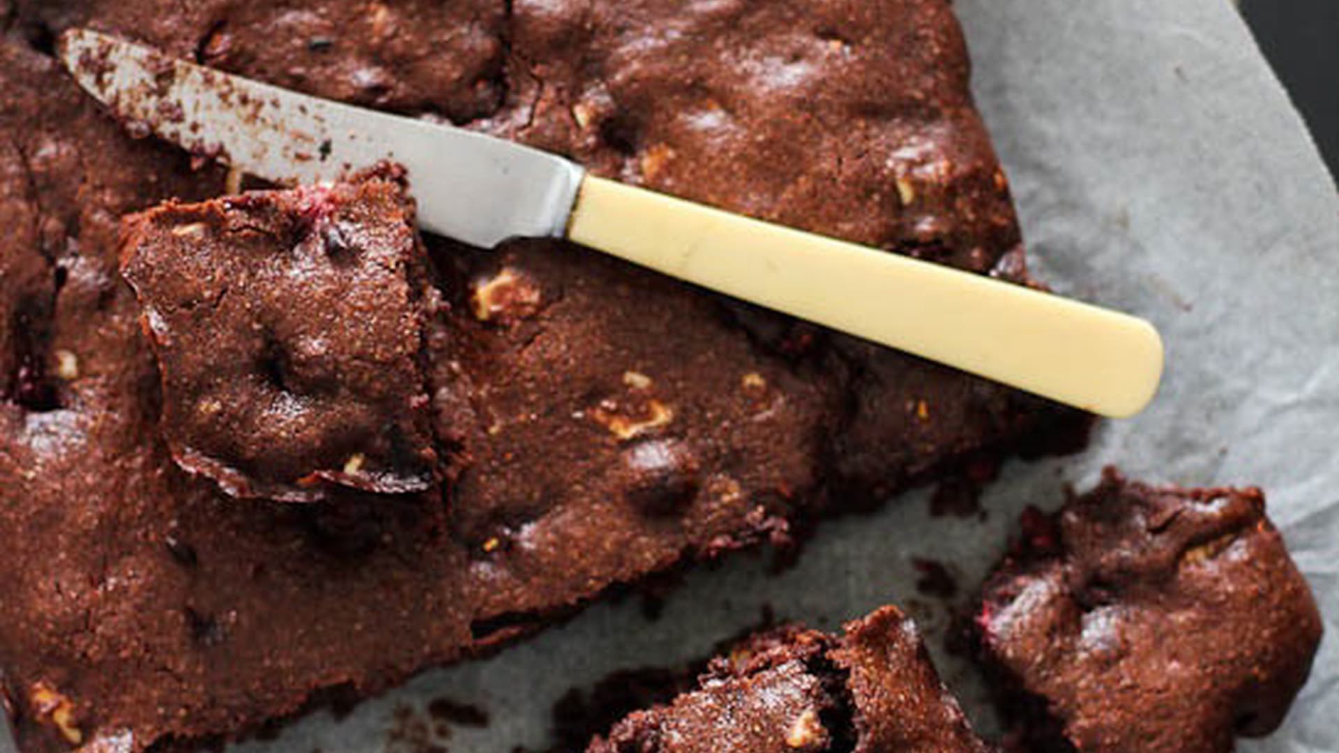 Flourless Coffee Chocolate and Raspberry Brownies