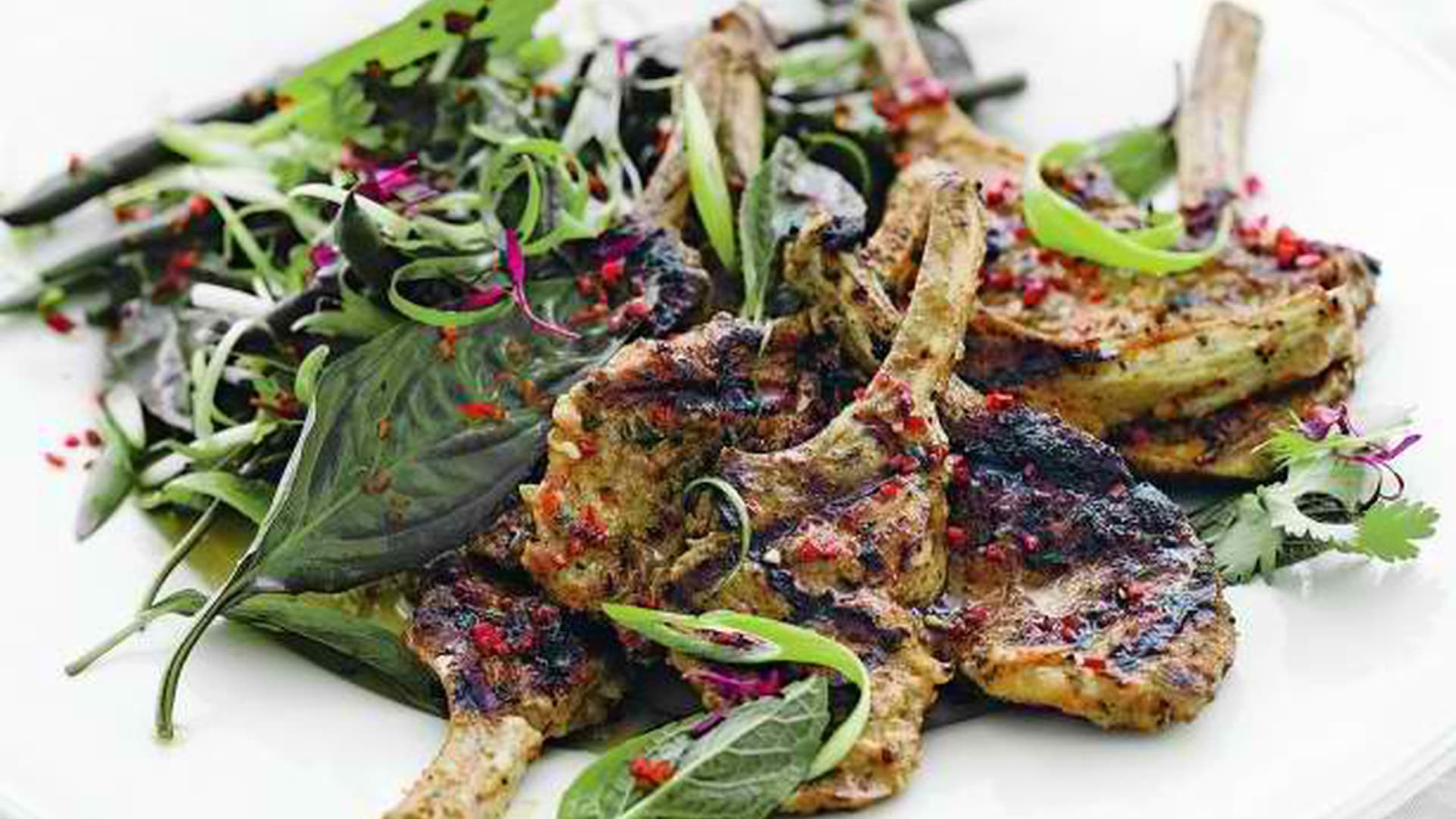Spiced lamb cutlet salad with Thai dressing