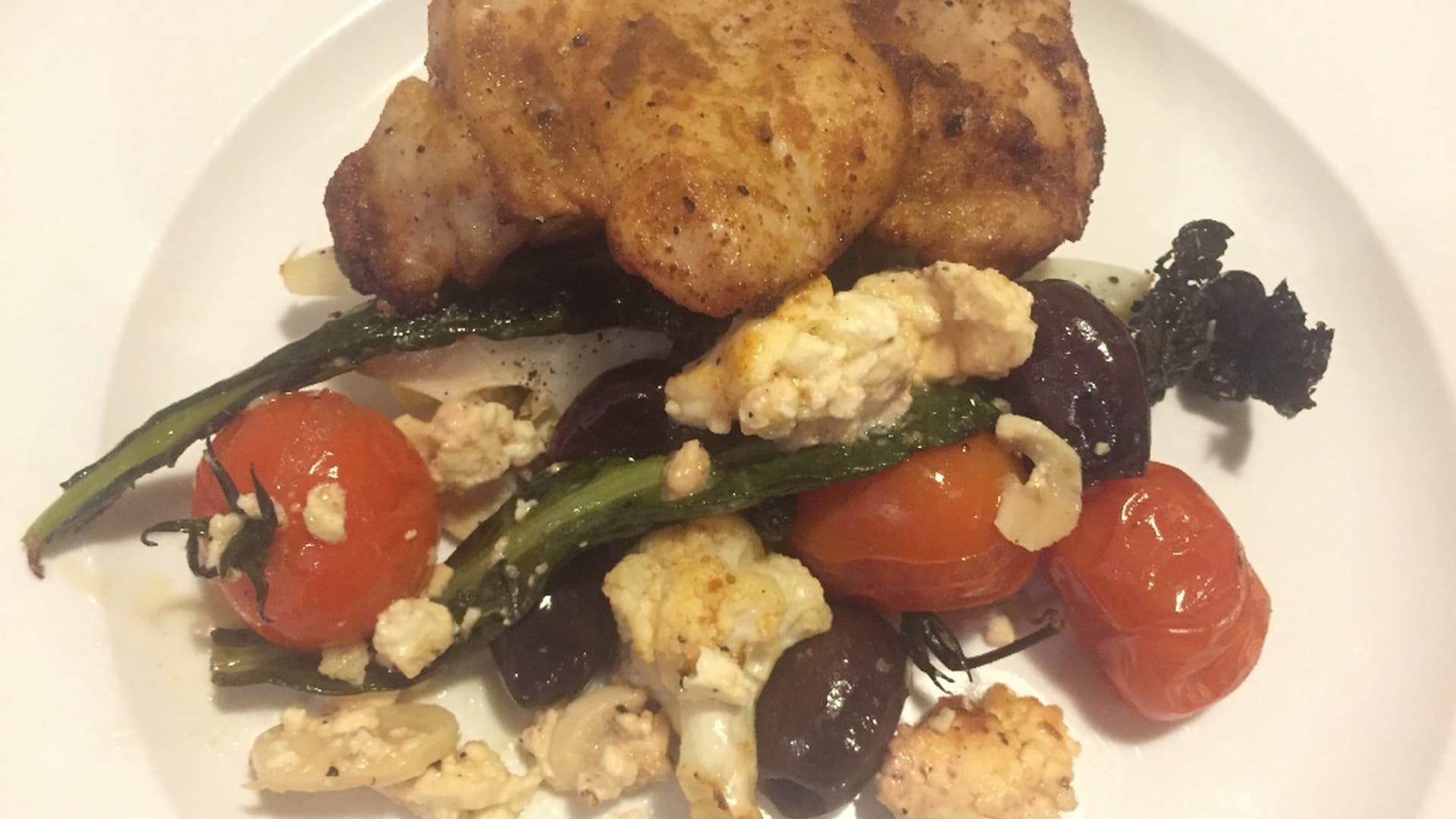 Tray-baked Paprika Chicken with Cauliflower, Feta and Olives