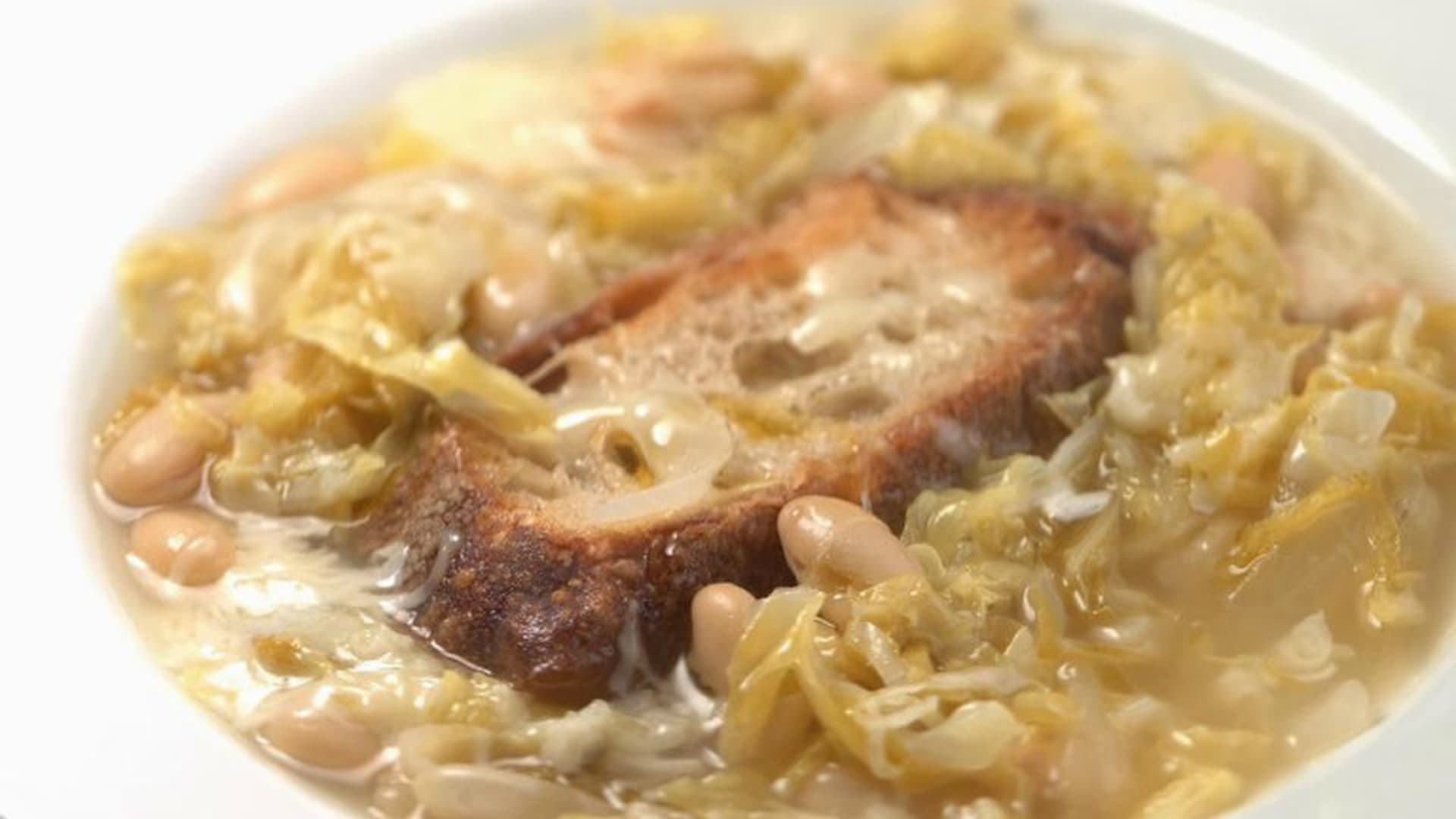 Italian Peasant Soup with Cabbage, Beans & Cheese