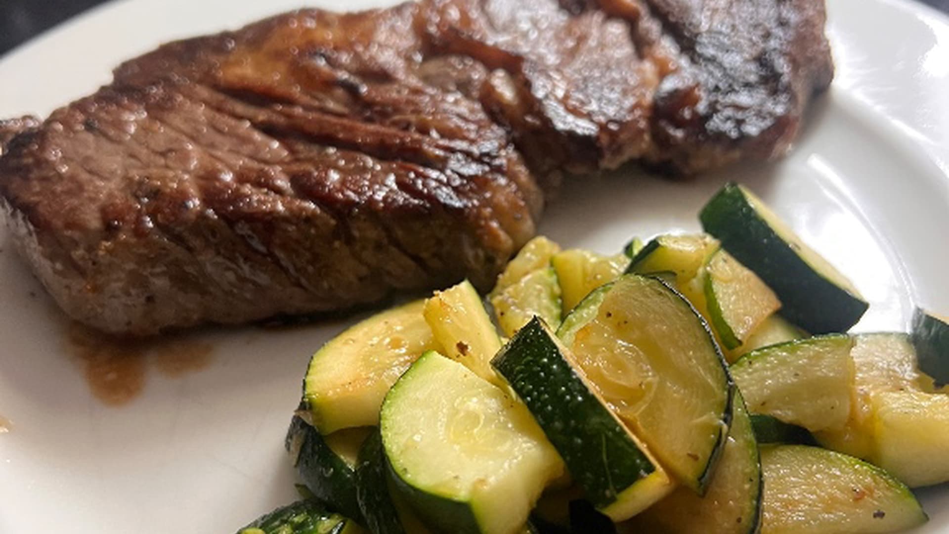 steak and zucchini