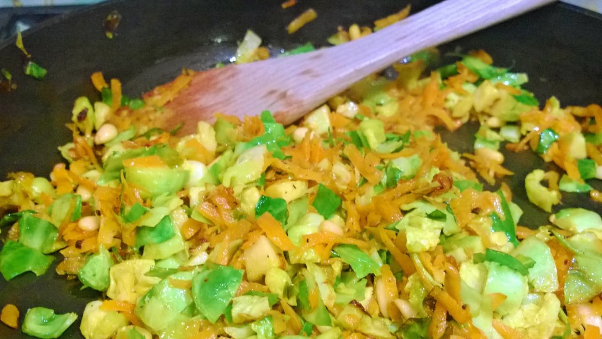 Brussels Sprouts with Carrot & Pine Nuts
