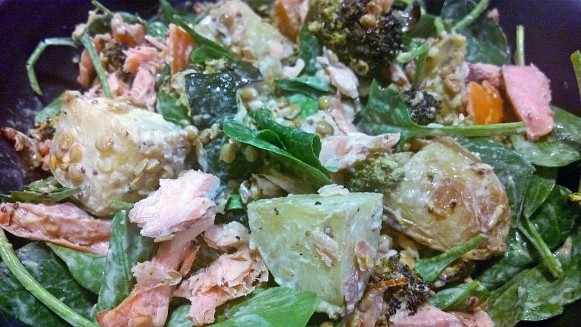 Potato Salad with Salmon & Lentils