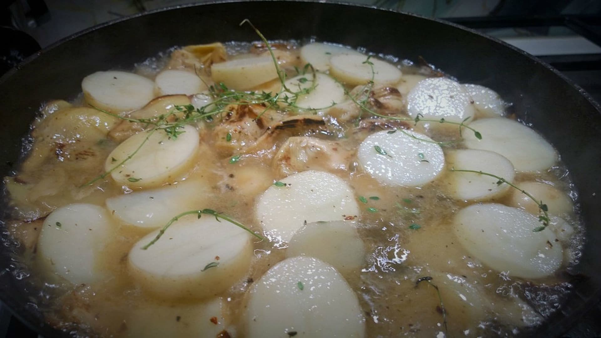 Chicken in White Wine with Lemon Potatoes