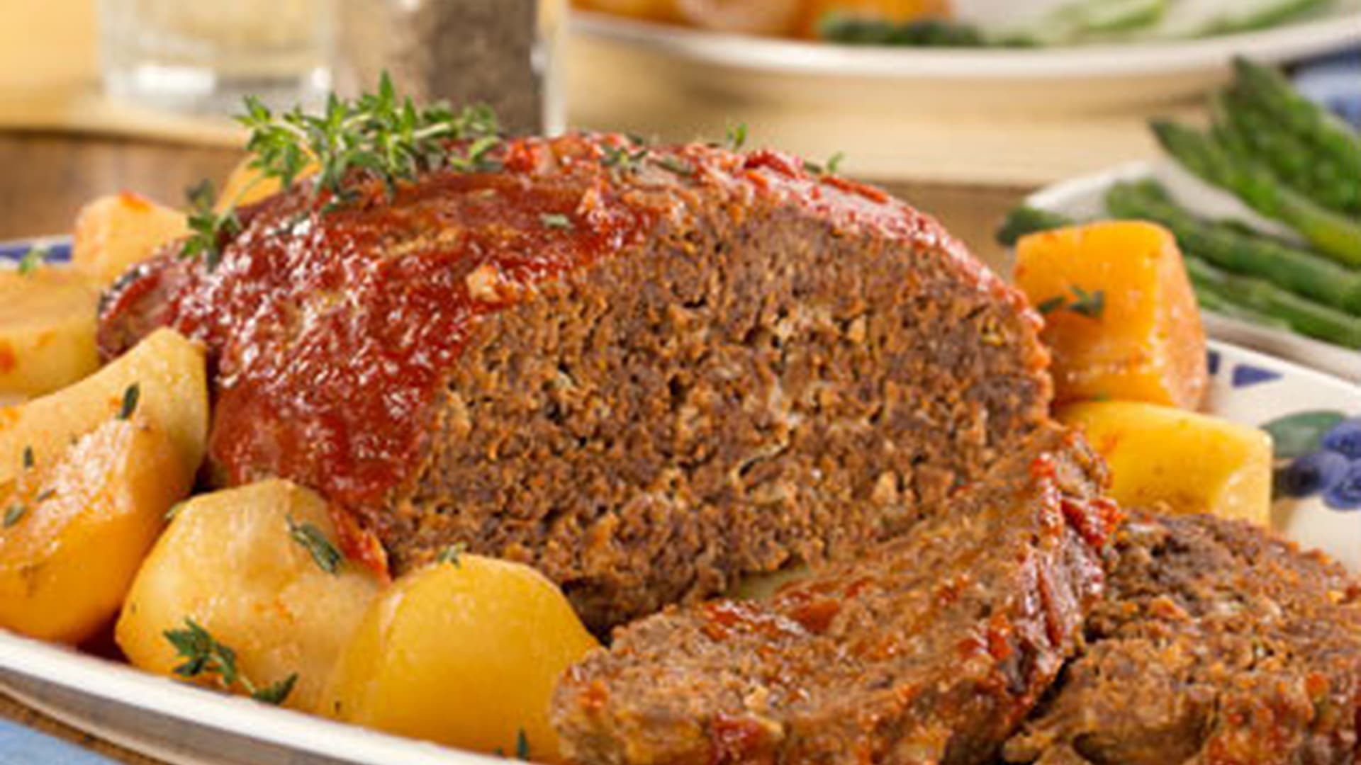 Slow Cooked Meat Loaf and Potatoes