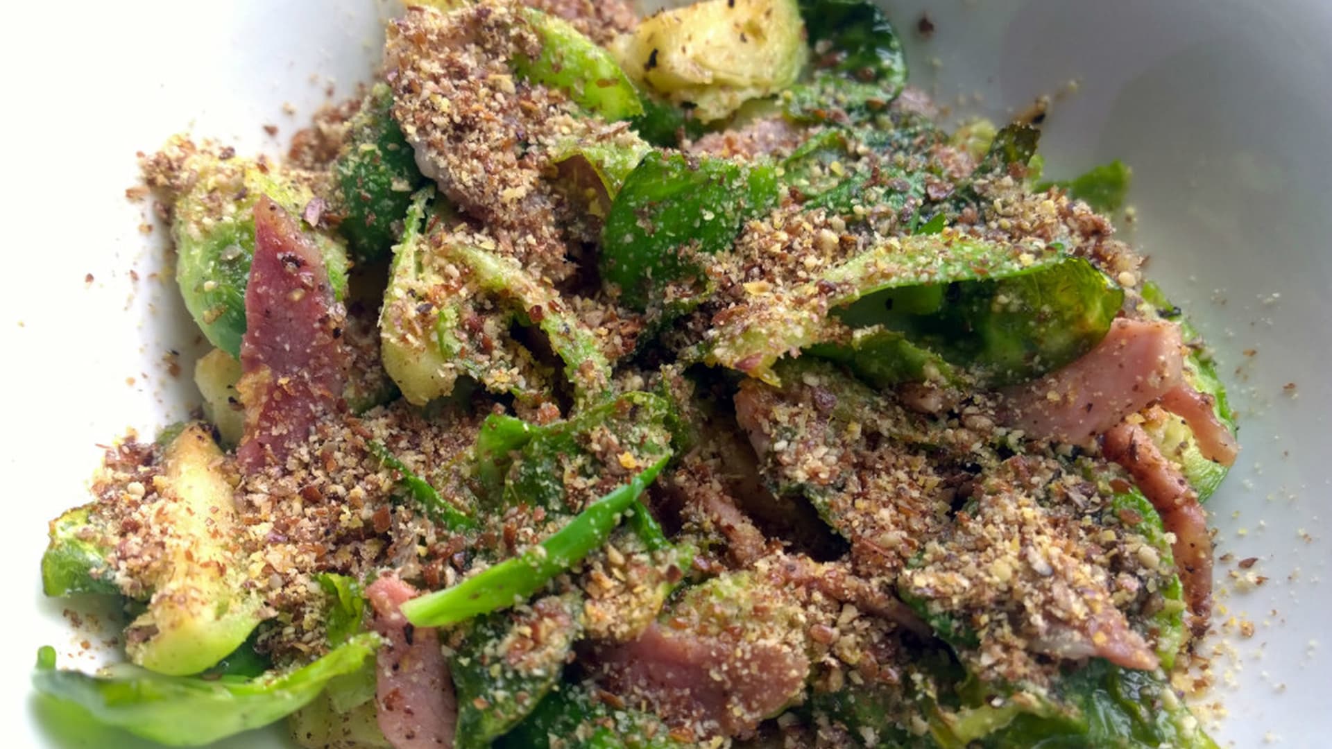 Brussels Sprouts with Bacon and LSA Meal