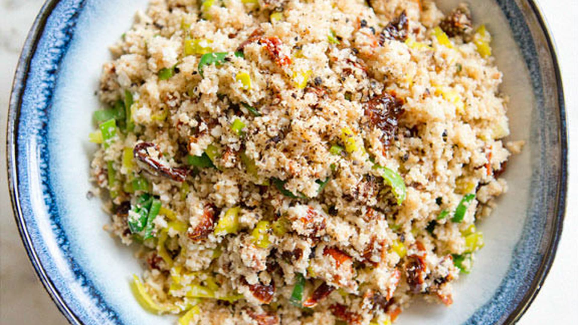 Cauliflower Couscous with Leeks and Sundried Tomatoes